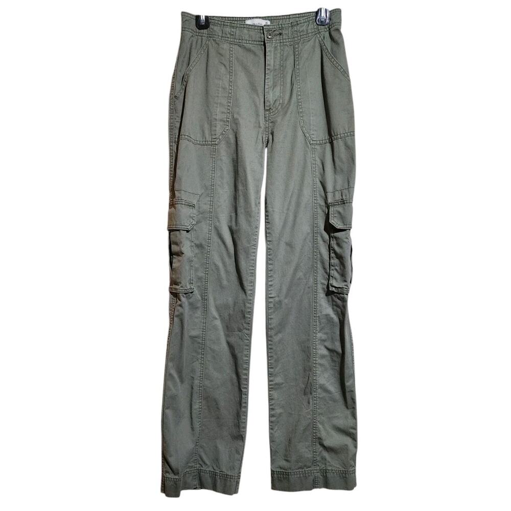 Abercrombie & Fitch Army Green Cargo Pants Women's Sz 2L/26 Long Wide Leg Casual